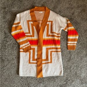 Southwest Tribal Print Long Cardigan Sweater